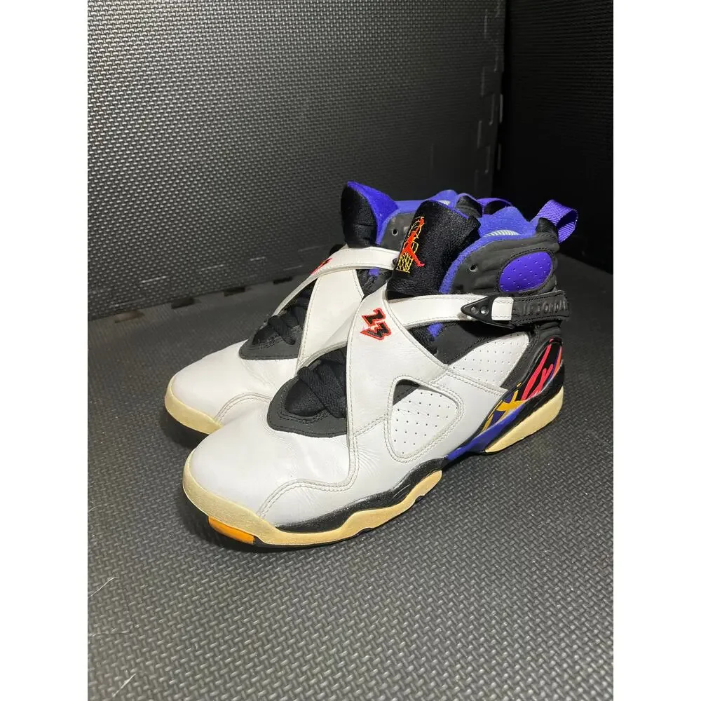 Nike Air Jordan 8 Retro Three-Peat‎ 305368-142 White Black Concord Infrared 7Y